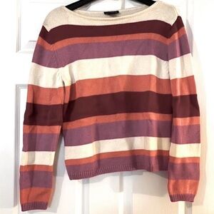 Ann Taylor Striped Sweater - Pink, Orange, Cream